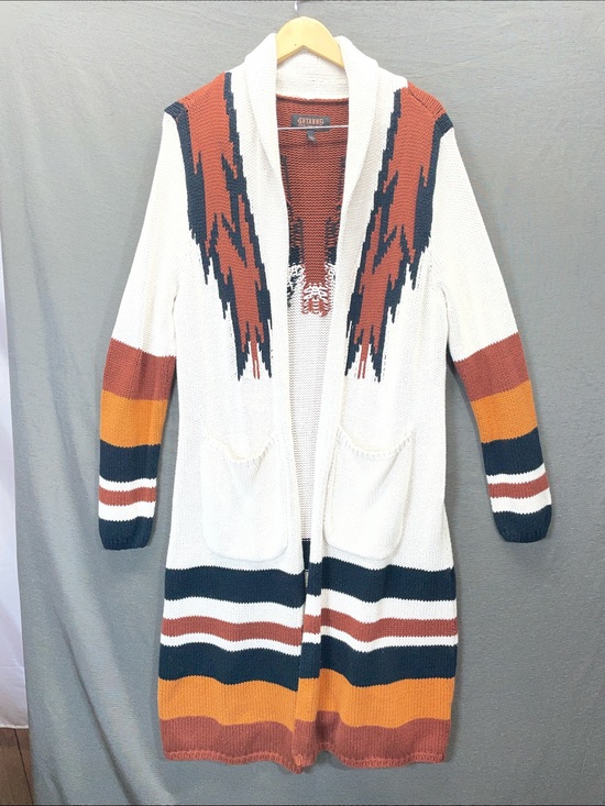 Shyanne Sweaters - Shyanne Ivory Cardigan southwestern print open front. Aztec XL